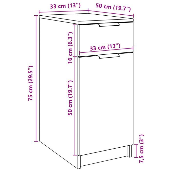 Armoire de bureau vieux bois 33x50x75 cm bois d'ingénierie - Photo n°11