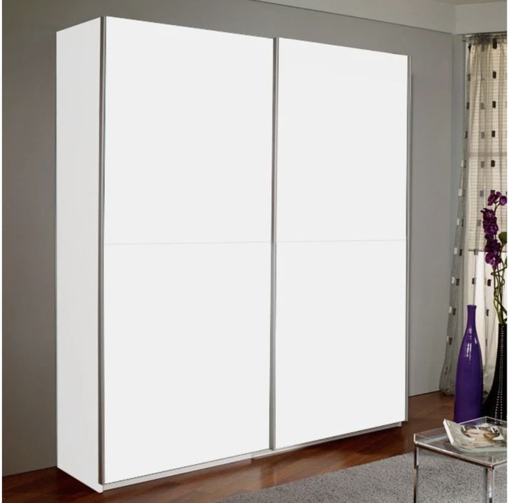 Armoire de chambre 2 portes coulissantes blanche Balto 136 cm - Photo n°2