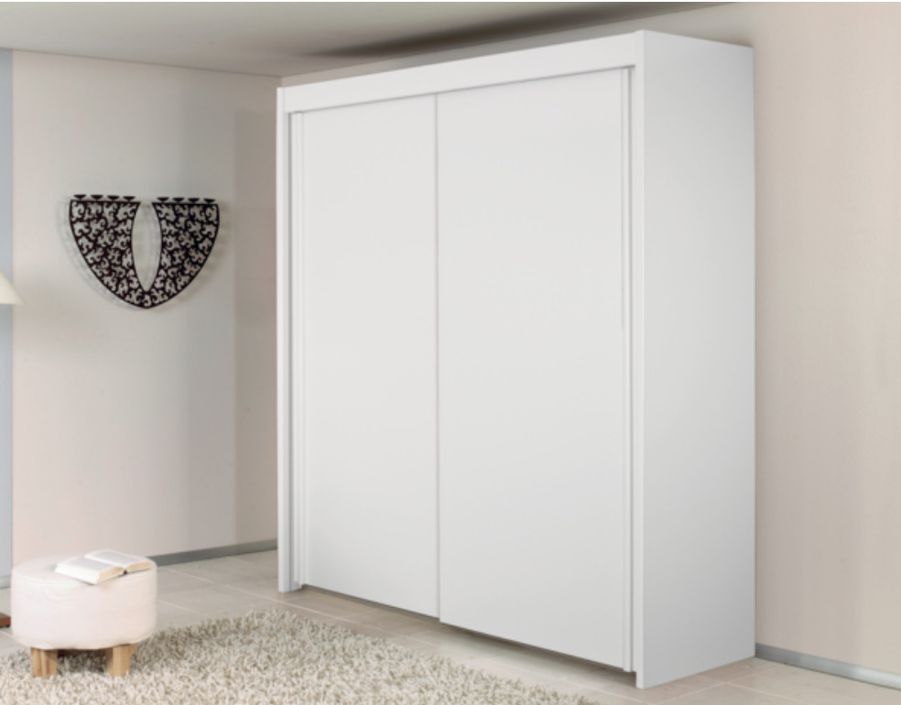 Armoire de chambre 2 portes coulissantes blanche Royal 181 cm - Photo n°2