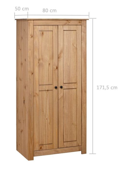 Armoire de chambre 2 portes en bois de pin massif Autika 80 cm – Élégance rustique et polyvalence - Photo n°9