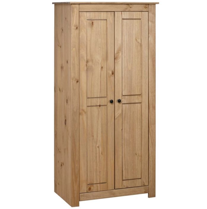 Armoire de chambre 2 portes en bois de pin massif Autika 80 cm – Élégance rustique et polyvalence - Photo n°6