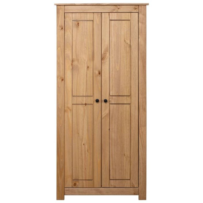 Armoire de chambre 2 portes en bois de pin massif Autika 80 cm – Élégance rustique et polyvalence - Photo n°5