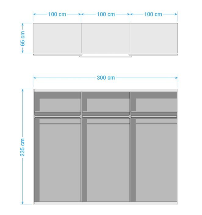 Armoire de chambre 3 portes coulissantes blanche Royal 300 cm - Photo n°4