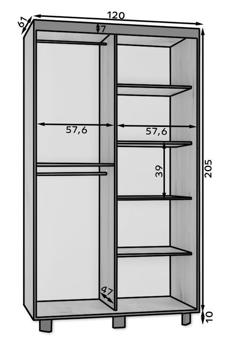 Armoire de chambre à 2 ou 3 portes coulissantes bois artisan gold et noir Sokano - 4 tailles - Photo n°13