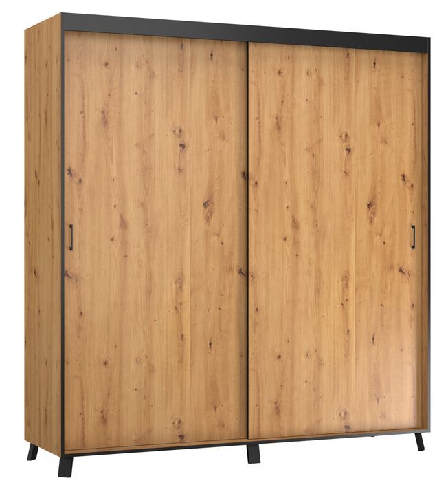 Armoire de chambre à 2 ou 3 portes coulissantes bois clair artisan Barko - 4 tailles - Photo n°2