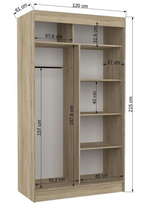 Armoire de chambre à portes coulissantes bois noir mat et blanc laqué Karola - 3 tailles - Photo n°10