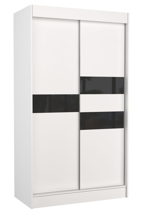 Armoire de chambre à portes coulissantes bois blanc mat et noir laqué Korza - 3 tailles - Photo n°3