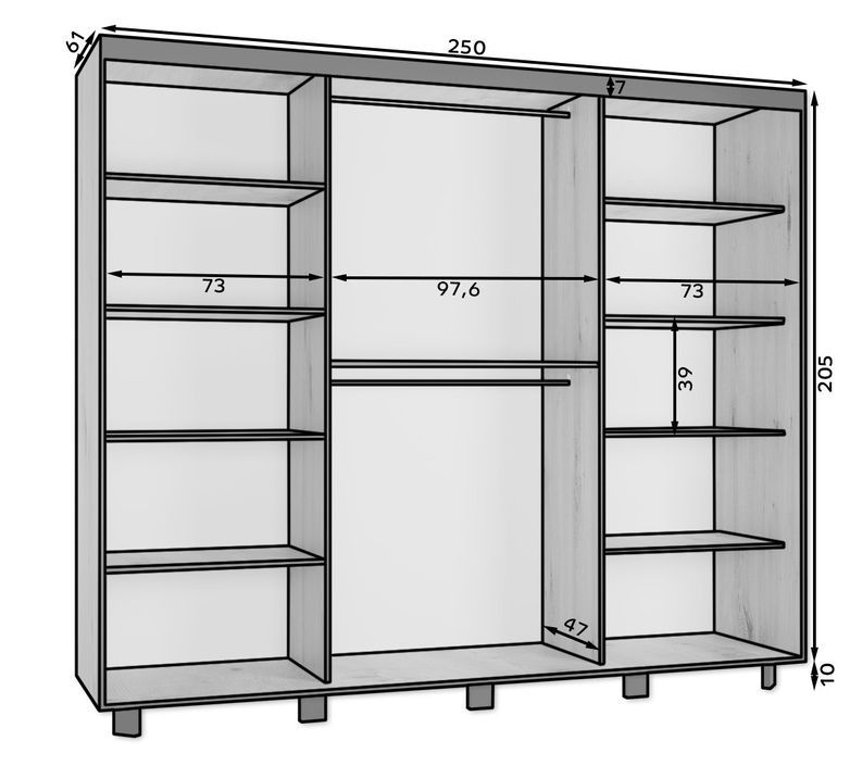 Armoire de chambre portes coulissantes bois clair artisan et miroir Aliko - Photo n°14