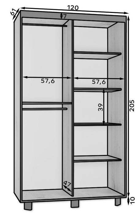 Armoire de chambre portes coulissantes bois clair artisan et miroir Aliko - Photo n°17