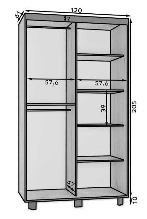 Armoire de chambre portes coulissantes bois clair artisan et noir Sokano - Photo n°14