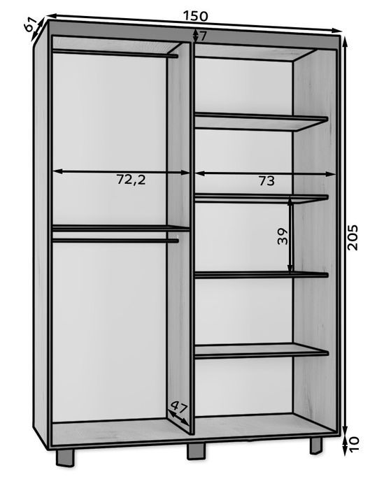 Armoire de chambre portes coulissantes bois clair artisan et noir Sokano - Photo n°13