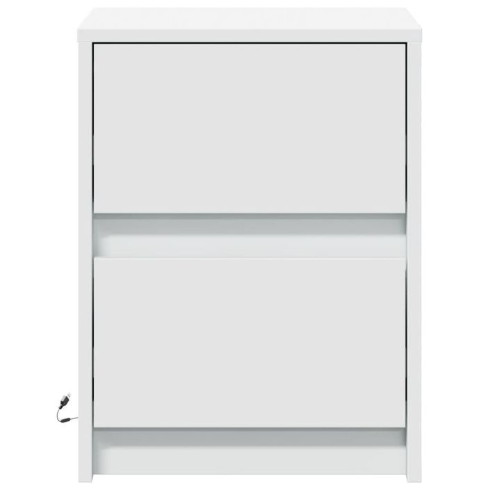 Armoire de chevet avec lumières LED blanc bois d'ingénierie - Photo n°6