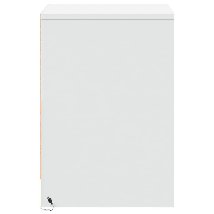 Armoire de chevet avec lumières LED blanc bois d'ingénierie - Photo n°7