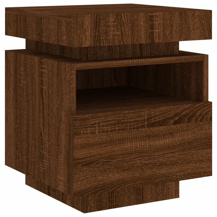 Armoire de chevet avec lumières LED chêne marron 40x39x48,5 cm - Photo n°5