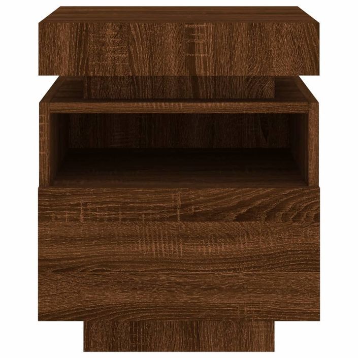 Armoire de chevet avec lumières LED chêne marron 40x39x48,5 cm - Photo n°7