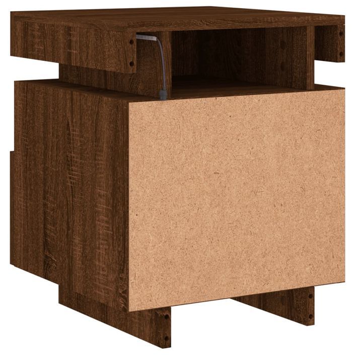 Armoire de chevet avec lumières LED chêne marron 40x39x48,5 cm - Photo n°9