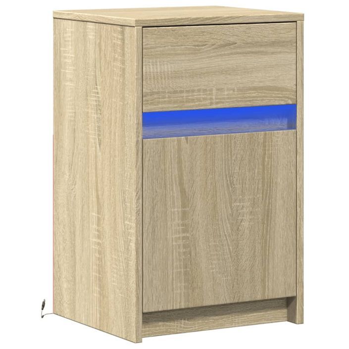 Armoire de chevet avec lumières LED chêne sonoma - Photo n°3