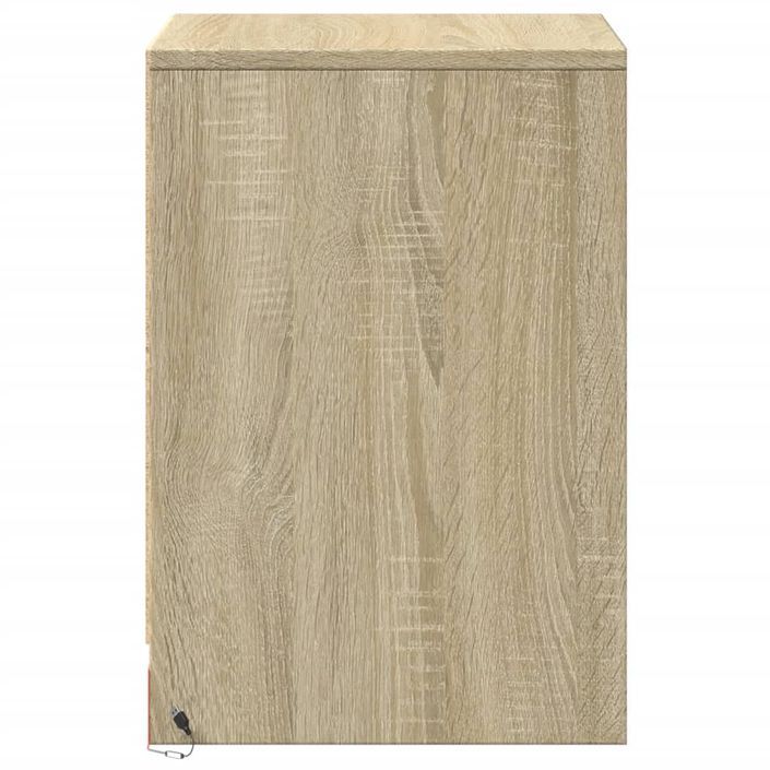 Armoire de chevet avec lumières LED chêne sonoma - Photo n°7