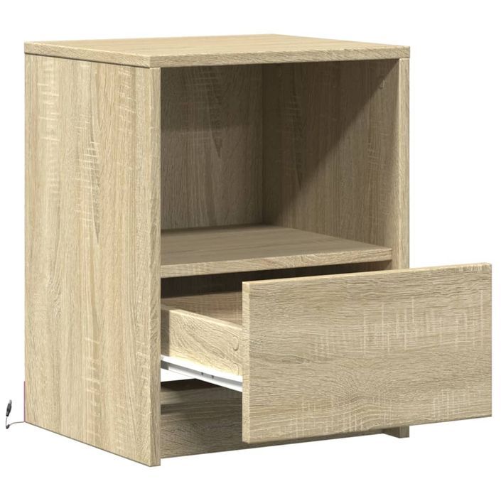 Armoire de chevet avec lumières LED chêne sonoma - Photo n°12