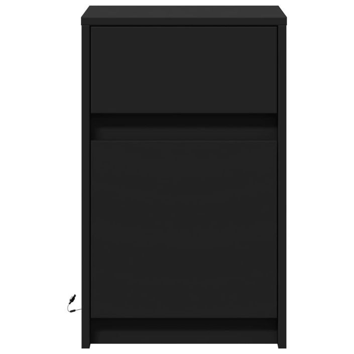 Armoire de chevet avec lumières LED noir bois d'ingénierie - Photo n°6