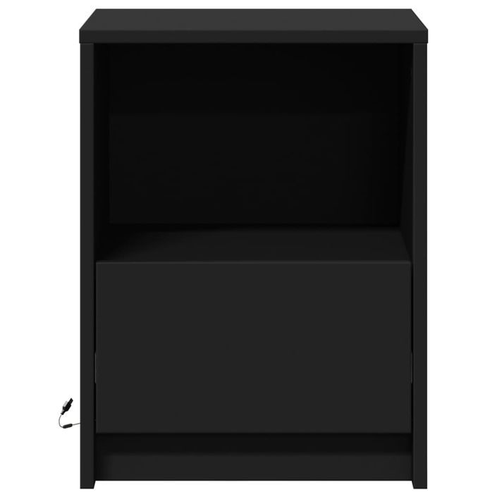 Armoire de chevet avec lumières LED noir bois d'ingénierie - Photo n°6