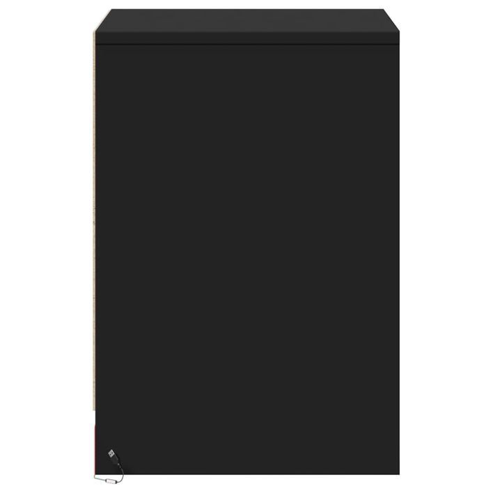 Armoire de chevet avec lumières LED noir bois d'ingénierie - Photo n°7