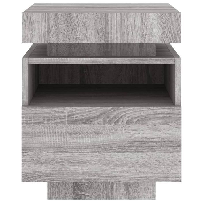 Armoire de chevet avec lumières LED sonoma gris 40x39x48,5 cm - Photo n°7