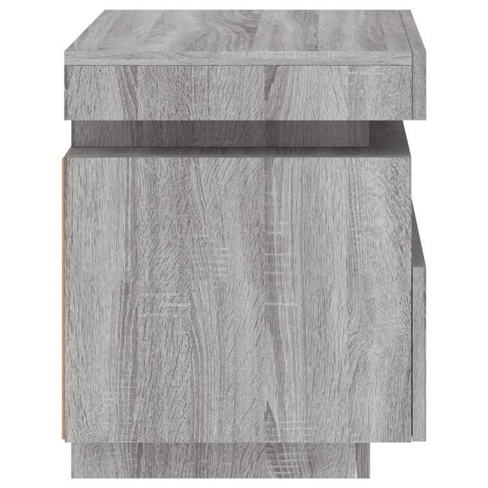 Armoire de chevet avec lumières LED sonoma gris 40x39x48,5 cm - Photo n°8