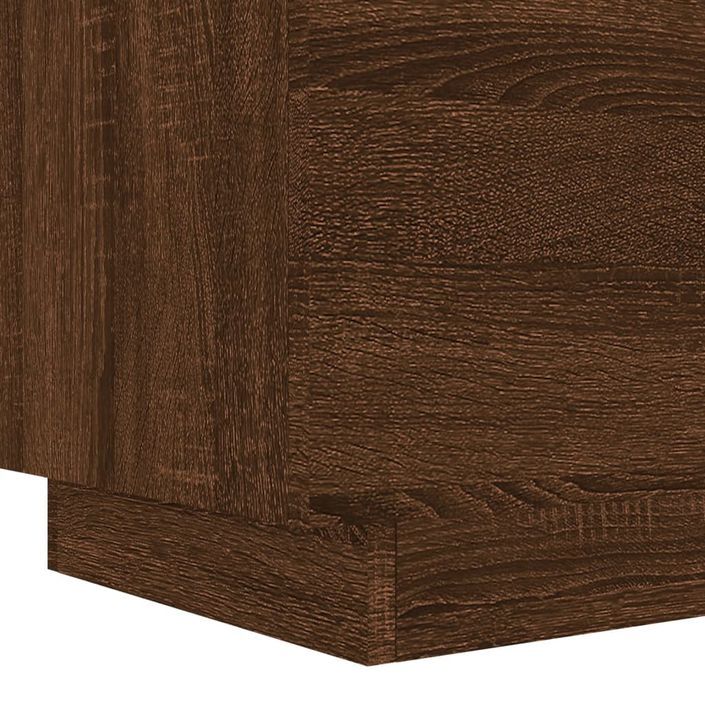 Armoire de chevet et lumières LED chêne marron bois ingénierie - Photo n°10