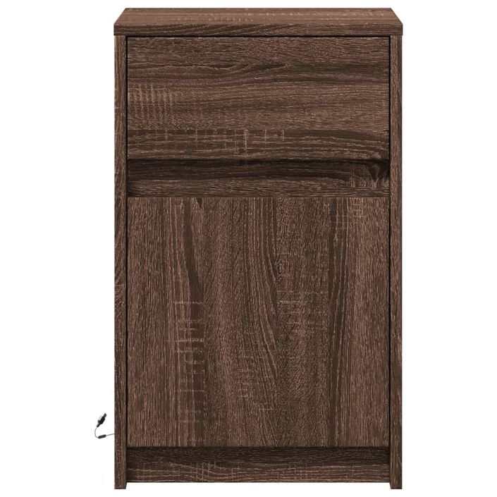 Armoire de chevet et lumières LED chêne marron bois ingénierie - Photo n°6