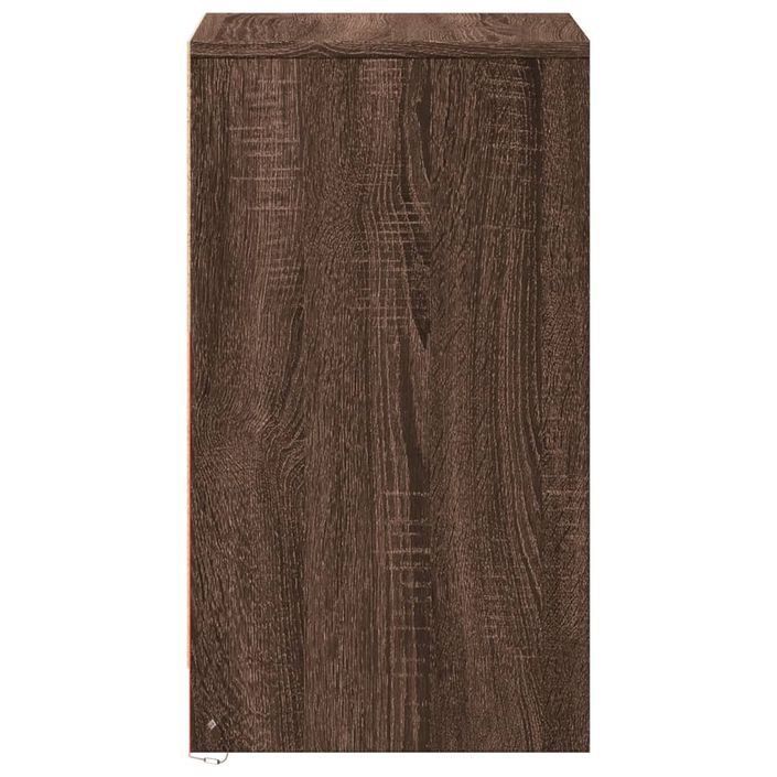 Armoire de chevet et lumières LED chêne marron bois ingénierie - Photo n°7