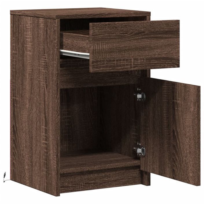 Armoire de chevet et lumières LED chêne marron bois ingénierie - Photo n°9