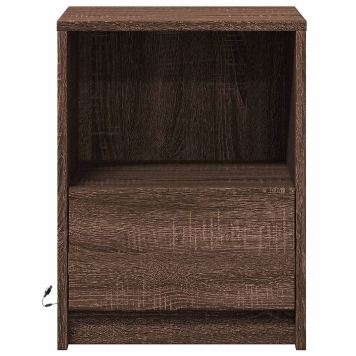 Armoire de chevet et lumières LED chêne marron bois ingénierie - Photo n°6