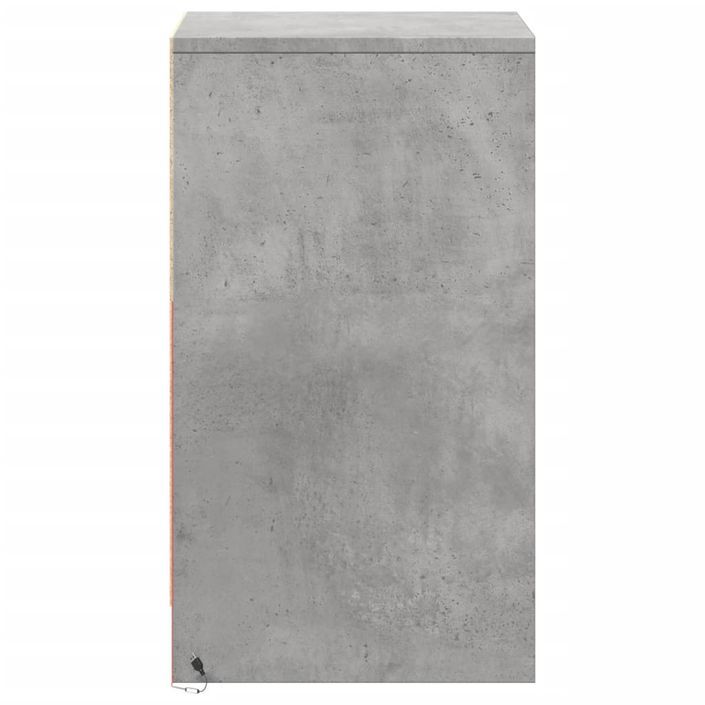 Armoire de chevet et lumières LED gris béton bois d'ingénierie - Photo n°7