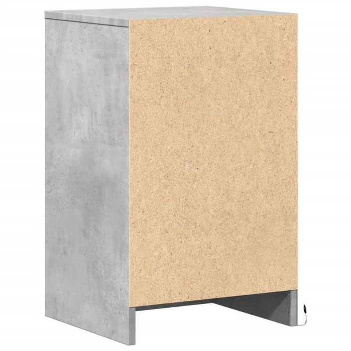 Armoire de chevet et lumières LED gris béton bois d'ingénierie - Photo n°8