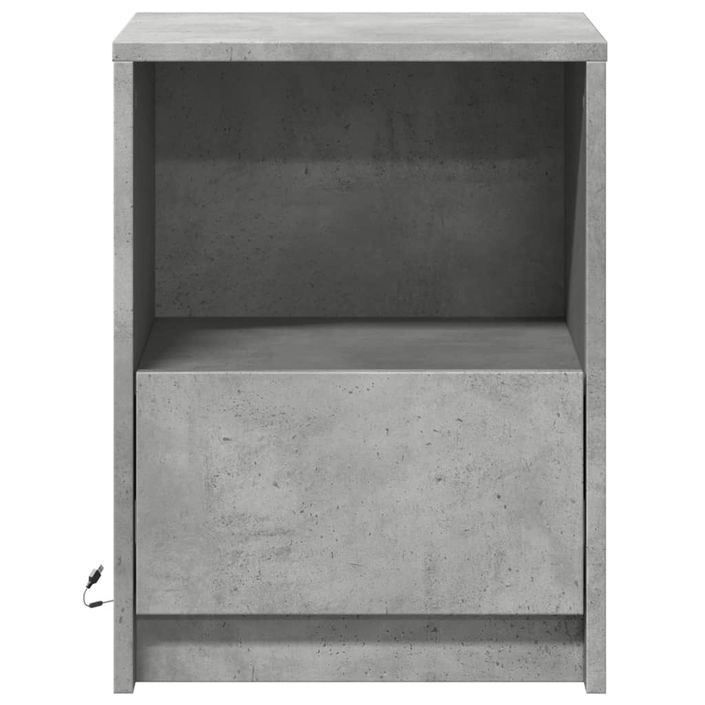 Armoire de chevet et lumières LED gris béton bois d'ingénierie - Photo n°6