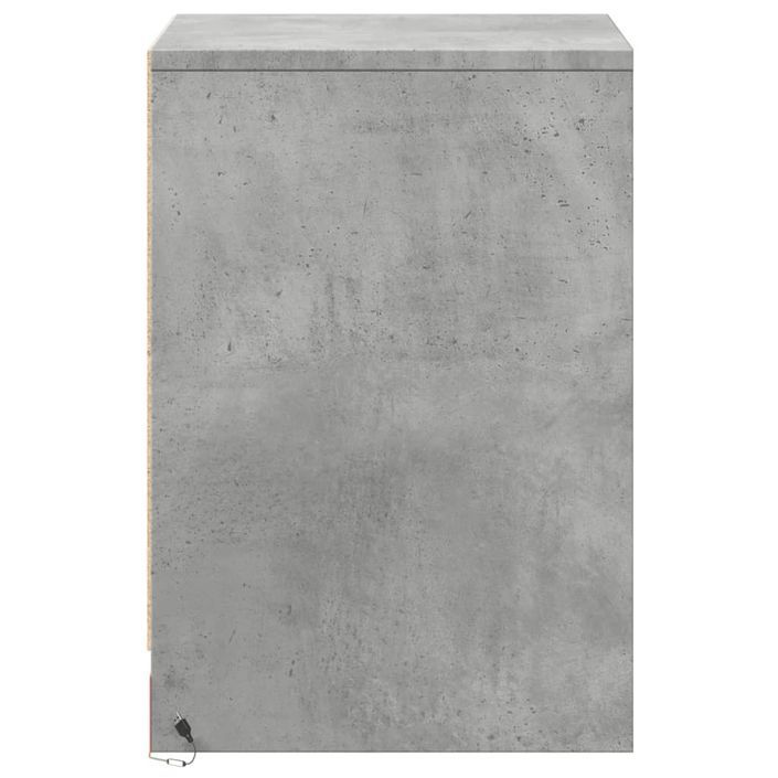 Armoire de chevet et lumières LED gris béton bois d'ingénierie - Photo n°7