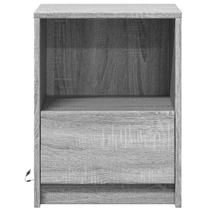 Armoire de chevet et lumières LED sonoma gris bois d'ingénierie - Photo n°6