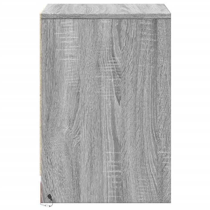 Armoire de chevet et lumières LED sonoma gris bois d'ingénierie - Photo n°7