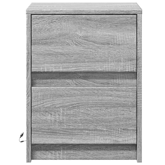 Armoire de chevet et lumières LED sonoma gris bois d'ingénierie - Photo n°6