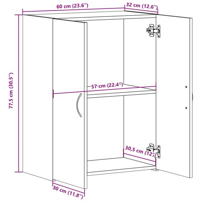 Armoire de classement blanc 60x32x77,5 cm bois d'ingénierie - Photo n°10