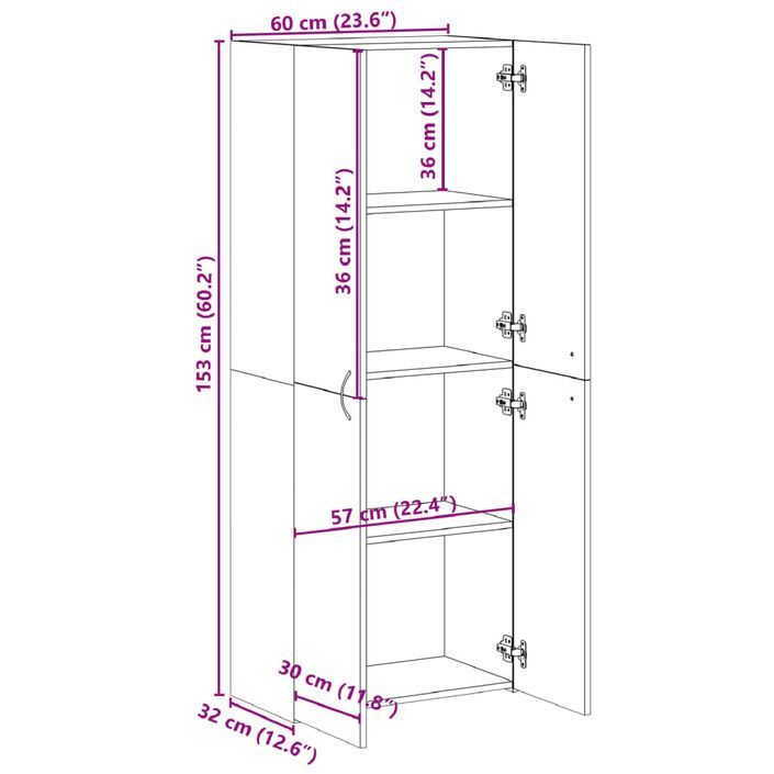 Armoire de classement chêne sonoma 60x32x153 cm bois ingénierie - Photo n°10