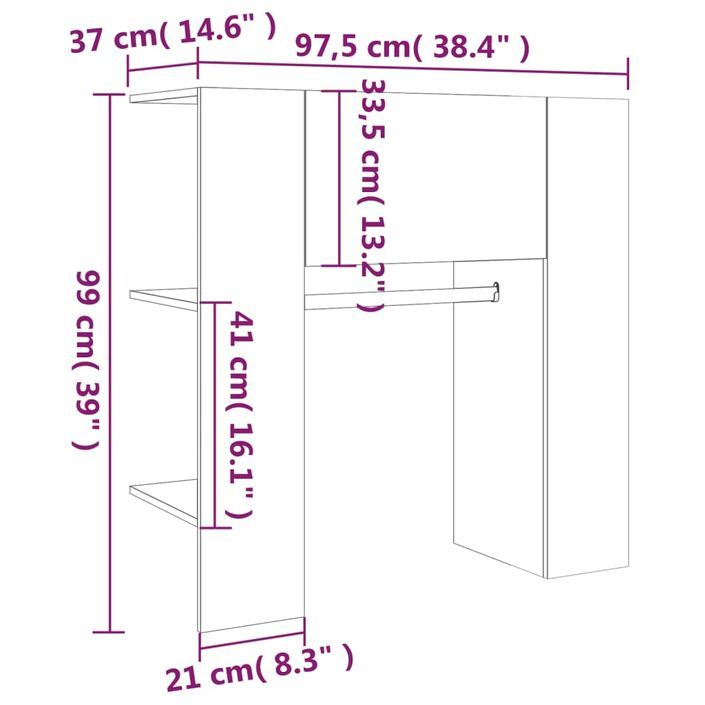 Armoire de couloir Blanc 97,5x37x99 cm Bois d'ingénierie - Photo n°10