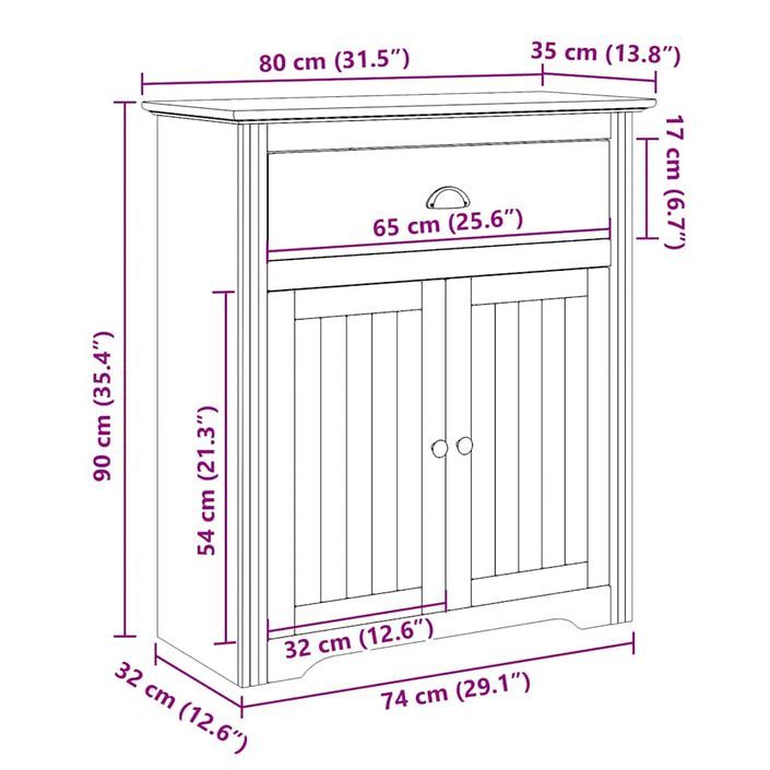 Armoire de couloir BODO gris 80x35x90 cm - Photo n°9