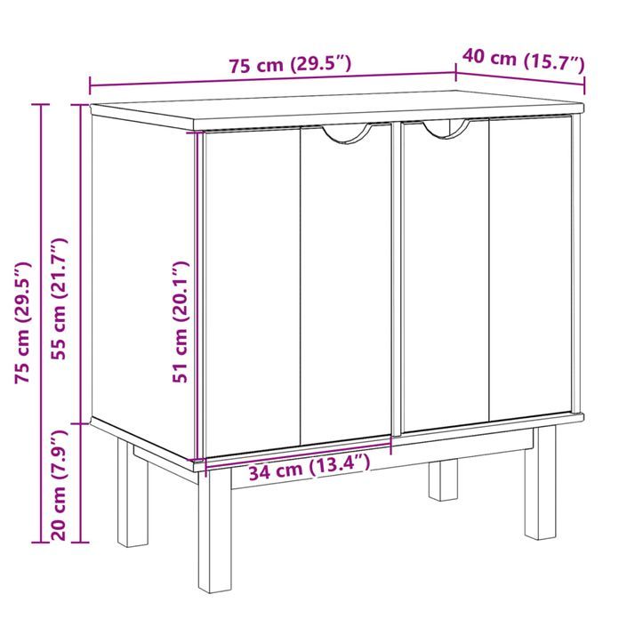 Armoire de couloir OTTA 75x40x75 cm bois de pin massif - Photo n°9