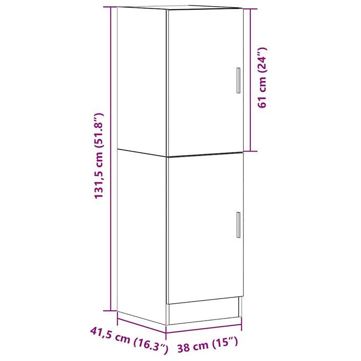 Armoire de cuisine chêne artisanal 38x41,5x131,5 cm - Photo n°11