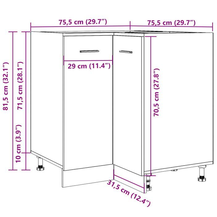 Armoire de cuisine chêne artisanal 75,5x75,5x81,5 cm - Photo n°11