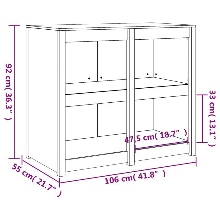 Armoire de cuisine d'extérieur 106x55x92 cm bois de pin massif - Photo n°9