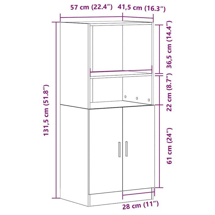 Armoire de cuisine gris béton 57x41,5x131,5 cm bois ingénierie - Photo n°10