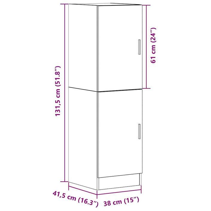 Armoire de cuisine noir 38x41,5x131,5 cm bois d'ingénierie - Photo n°11